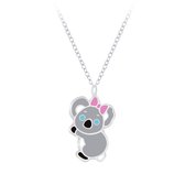 zilveren kinderketting koala met roze strik | ketting meisje | zilverana | Sterling 925 Silver (Echt zilver)