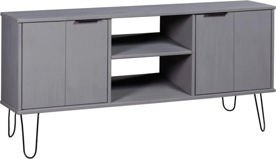 vidaXL Tv-meubel New York Range massief grenenhout grijs VDXL_321146