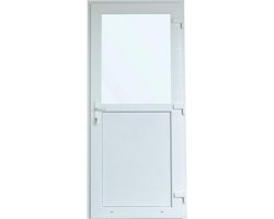Kunststof Deur met Kozijn| PVC Deur - 93 x 205 1/2 Glas - Linksdraaiend (klink rechts van binnen)