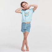 Woody pyjama meisjes - meeuw - blauw - 211-1-BST-S/807 - maat 176