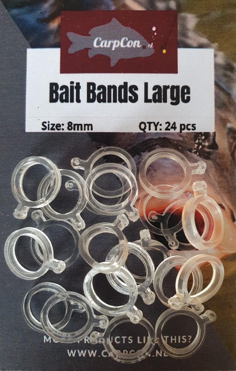 Bait Bands - Large - 0.8cm - 24 stuks - Transparant - Pellet Band - Elastiekjes Oppervlakte Karper Vissen - CarpCon
