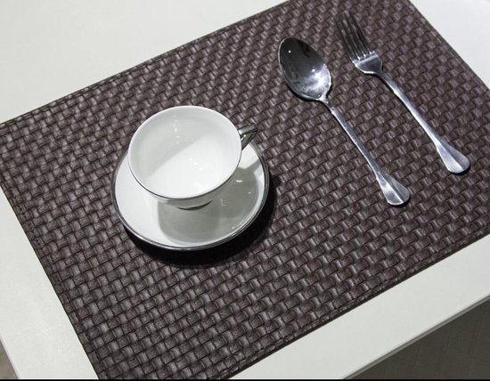 GG Kitchen - Leer - Placemat - Lederlook - Bruin - Gevlochten - 6 Stuks