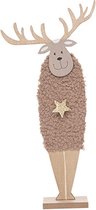 Decoratief Beeld - Wool Hcm Hout - Hout En Wol - Cosy&trendy - Taupe - 4 X 17 Cm