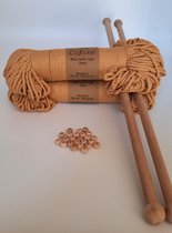 Cafuné Macrame Pakket-Diy Set-2xMacrame Touw 3 mm-Houten stok-Houten kralen