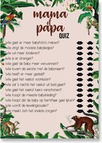 Babyshower spelletjes – Mama of papa quiz  - 20 stuks A6 formaat - Babyshower cadeau - Babyshower kaarten - Jungle thema