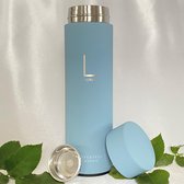Vacuum Thermosfles met handig theezeefje ♡ light blue Lucky