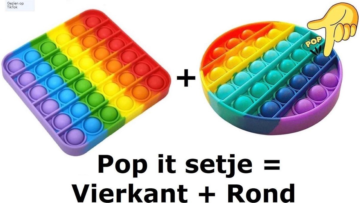 Pop it - Regenboog - Vierkant - Fidget Toy - - Merkloos