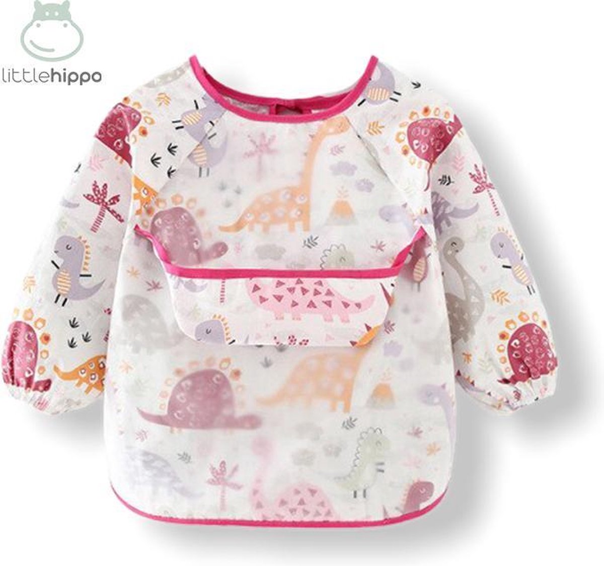 Goedkoopste Kinderschort 'Rexy' lange mouwen - Slab met mouwen - Slabbetje Little Hippo - Waterproof - Schort knutselen - Kliederschort - 3 tot 5 jaar