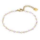 Twice As Nice Armband in goudkleurig edelstaal, roze steentjes 16 cm+3 cm