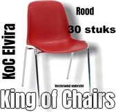 King of Chairs -set van 30- model KoC Elvira rood met verchroomd onderstel. Kantinestoel stapelstoel kuipstoel vergaderstoel tuinstoel kantine stapel stoel kantinestoelen stapelsto
