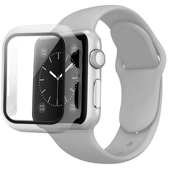 Apple Watch bandje met cover - licht grijs - 44 mm | bol.com