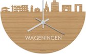 Skyline Klok Wageningen Bamboe hout - Ø 40 cm - Woondecoratie - Wand decoratie woonkamer - WoodWideCities