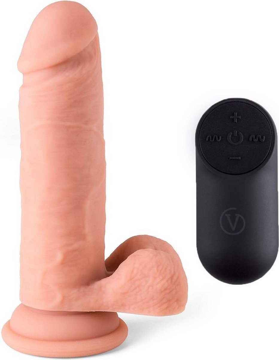 Goedkoopste Virgite Vibrerende Realistische Dildo met afstandsbediening R12 - blanke beige