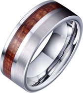 Tom Jaxon heren ring Wolfraam Zilverkleurig Palissander Inlay-20mm