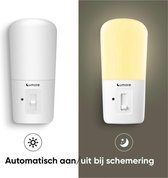 Lumore® MyLight - 2 stuks Nachtlampje Stopcontact - Dag en Nacht Sensor - Schakelaar - Kinderen & Baby - Warm Wit