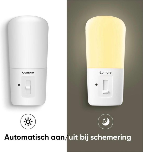 paus naaimachine Beeldhouwer Lumore® MyLight - 2 stuks Nachtlampje Stopcontact - Dag en Nacht Sensor -  Schakelaar -... | bol.com