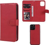 iPhone 12 - iPhone 12 Pro hoesje - MobyDefend Luxe 2-in-1 Wallet Book Case Met Uitneembare Backcover - Rood - GSM Hoesje - Telefoonhoesje Geschikt Voor Apple iPhone 12 - iPhone 12 Pro
