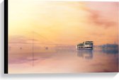 Canvas  - Grote Boot op de Zee - 60x40cm Foto op Canvas Schilderij (Wanddecoratie op Canvas)