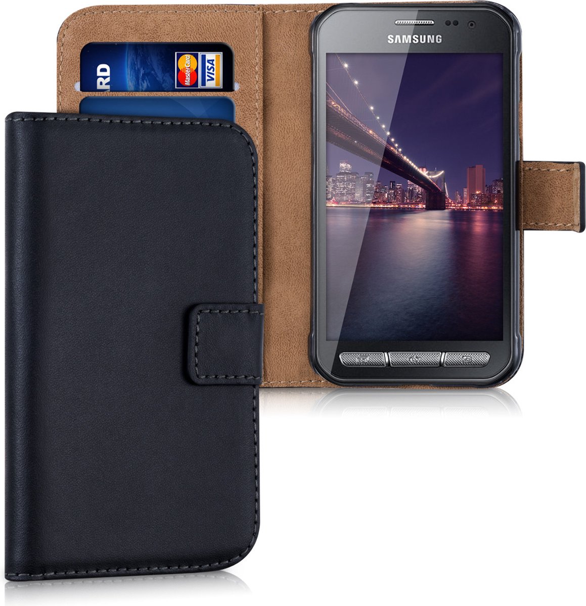 kwmobile telefoonhoesje geschikt voor Samsung Galaxy Xcover 3 - Hoesje met pasjeshouder in zwart - Wallet case