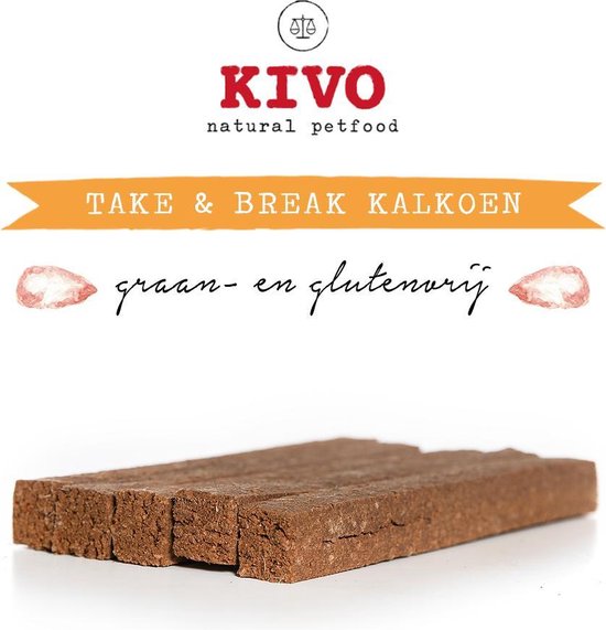 Kivo Petfood Hondensnack Take & Break Kalkoen 16 stuks - Kauwstaaf zonder granen of gluten.