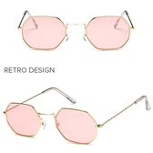 Zonnebril retro - trendy Zonnebril - Achthoekig -  Octogonaal - Roze/Goud