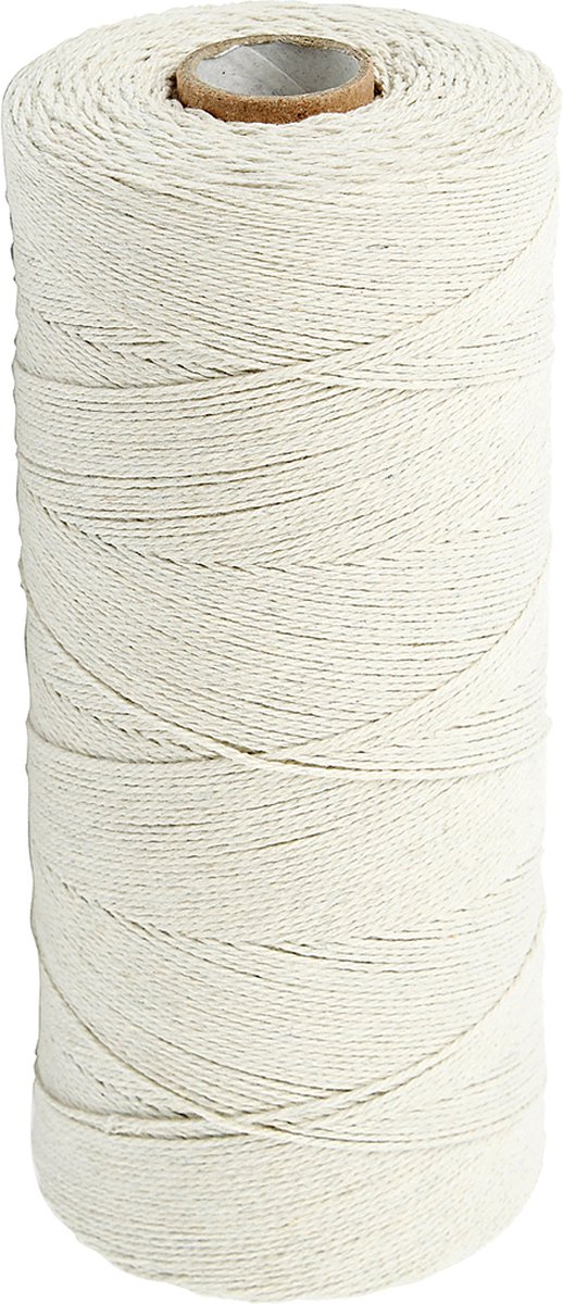 Katoendraad, L: 700 M, Extra dunne kwaliteit 12/6, ca. 1 mm, licht naturel, 250 gr/ 1 bol