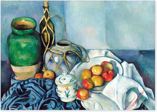 Graphic Message - Peinture sur toile - Vases et pommes de nature morte - Cézanne - Reproduction d'art