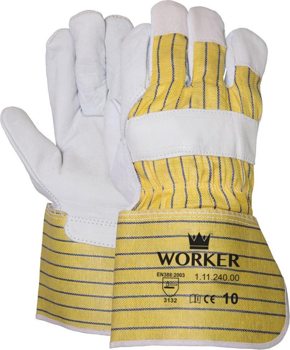 Majestic nerflederen werkhandschoenen type worker 11124000 chauffeurshandschoen - professionele kwal