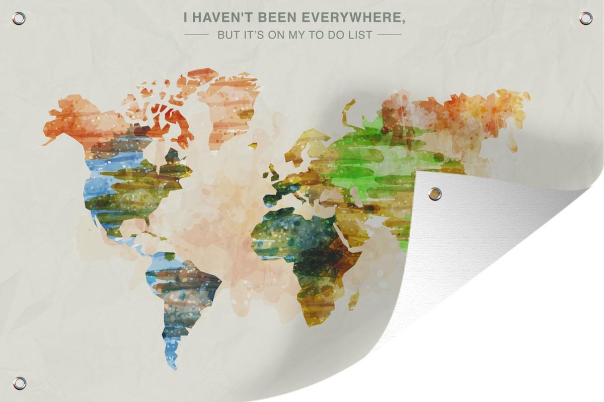 Une carte du monde avec tous les drapeaux Affiche de jardin 180x120 cm XXL  / Groot format!