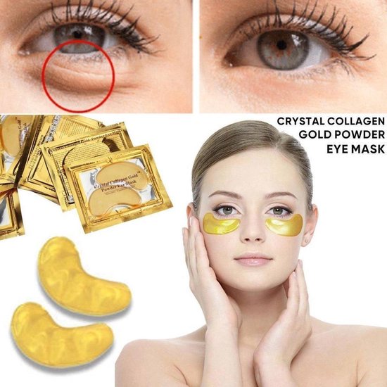 Collageen oogmasker - Crystal Collagen Gold Powder - Wallen wegwerken - Verhelpt wallen en donkere kringen onder de ogen- Hydraterend - Collageen Oogpads - 2 stuks - 1 paar