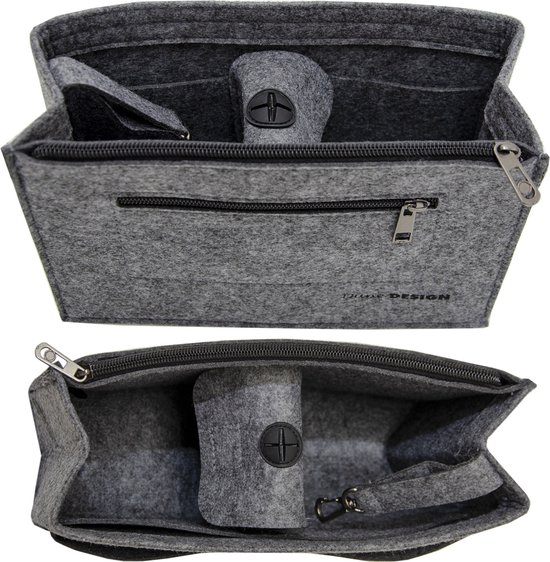 Organisateur de sacs à main 27x10x16cm m sac en feutre poche intérieure poche intérieure insert poches gris