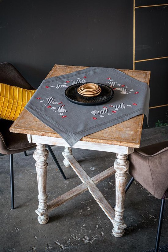 Kit de nappe à broder - Vervaco - Mésanges et fleurs