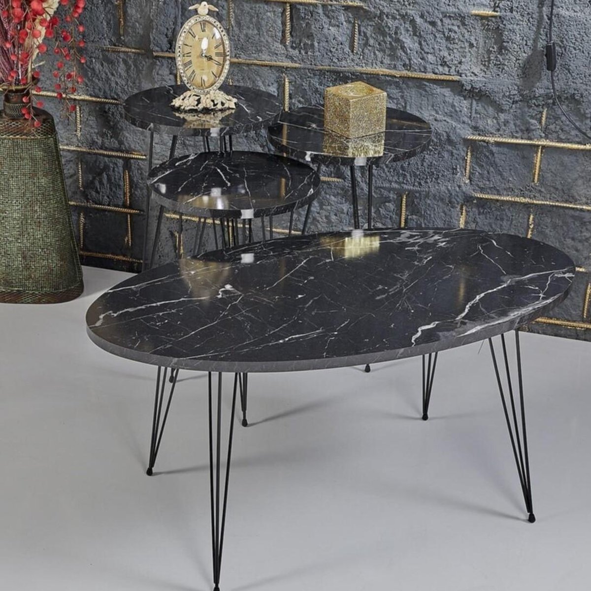 Derin's Salontafel Marmer look Zwart Luxe design Marmeren