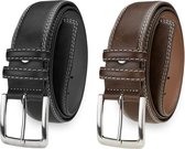 Ridgeback-riem 105 cm. , breedte 3,8 cm. , leer , 2 stuks , 1 bruin , 1 zwart