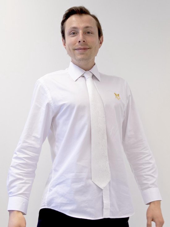 Takoda cravate en soie blanche de style design de luxe fait main