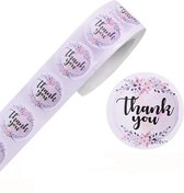 Sluitsticker - Sluitzegel - Thank you | Bloem / Bloemen – Vrolijk -  Kleur  - Wit - Pastel | Kaarten – Cards - Envelop | Chique | Envelop stickers | Cadeau - Gift - Cadeauzakje - T