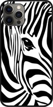 ADEL Siliconen Back Cover Softcase Hoesje Geschikt voor iPhone 12 Pro Max - Zebra Wit