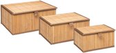 3x Opbergmand - Opbergbox met deksel - Bruin - Opbergdoos - Bamboe - Kinderkamer - Badkamer - Keuken - Speelgoed - Opbergen