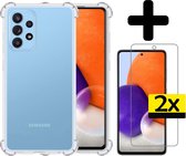 Samsung A72 Hoesje Transparant Met 2x Screenprotector Shockproof - Samsung Galaxy A72 Case - Shockproof Samsung A72 Hoes Met 2x Screenprotector - Transparant