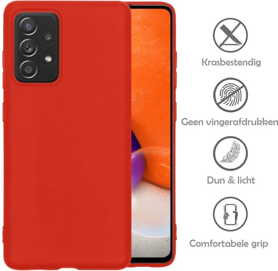 Coque Samsung A72 Avec 2 Protecteurs D'écran - Samsung Galaxy A72 - Siliconen Samsung A72 Avec 2 Protecteurs D'écran - Rouge
