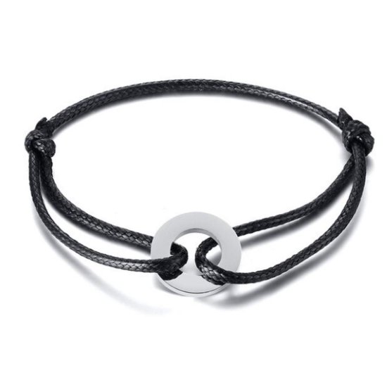 mouw Delegeren Verfrissend Schuifkoord armband- Metalen element rond- Dames- Heren- Polsmaat- 17 -21  cm | bol.com