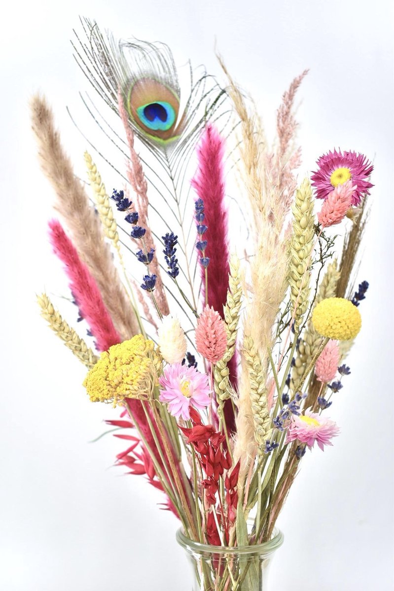 Droogbloemen - Happiness - Brievenbus DIY Boeket 30 cm - Natuurlijk Bloemen