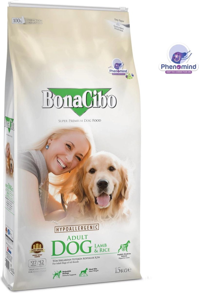 Bonacibo Dog Lam & Rijst - Hypoallergeen Hondenvoer - 15 kg