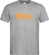 Grijs T shirt met Oranje logo " Back To Normal " print size S