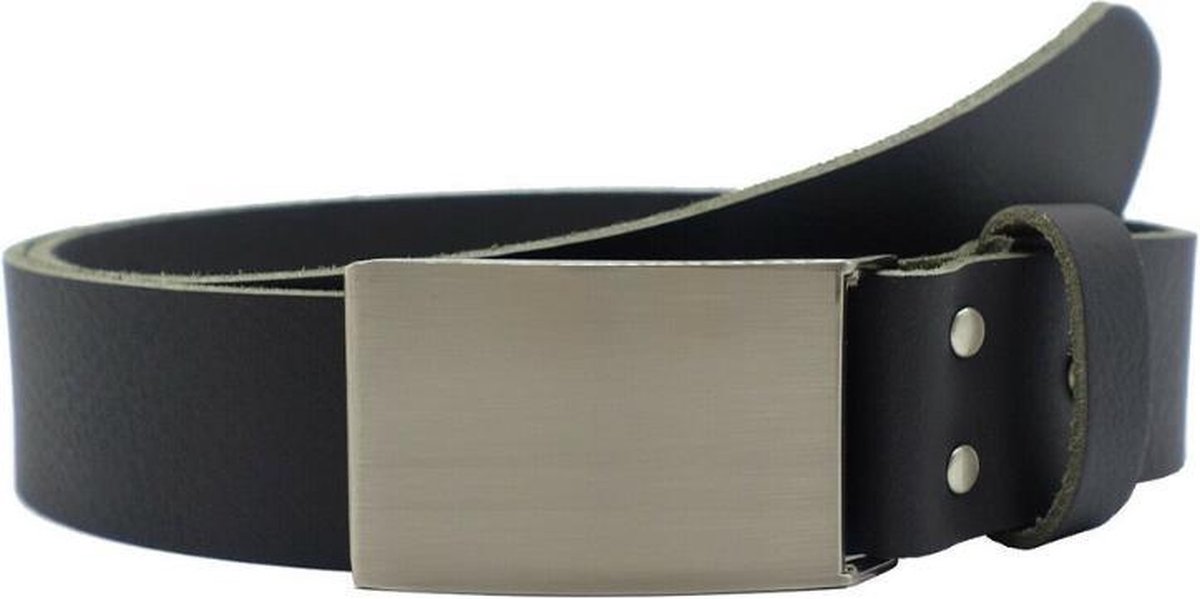 Fana Belts Plaatgesp - Heren Riem leer - 4 cm Breed - Riemmaat: 115 - Soepel Leer - Zwart - Jeansriem - Nette riem - Pantalon