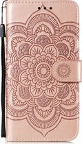 Google Pixel 5 Hoesje - Mobigear - Mandala Serie - Kunstlederen Bookcase - Roségoud - Hoesje Geschikt Voor Google Pixel 5