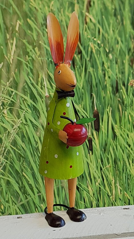 Lapin de Pâques en métal aux couleurs vives - hauteur 39cm - printemps - Pasen - lapin
