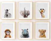 Parya Official - Dierenposters - Kinderkamer posters - Babykamer - Kinderposter - Muurdecoratie6 Stuks - 20 x 30 cm  /Babyshower Cadeau