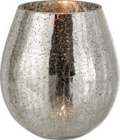 J-Line Windlicht Eivorm Craquele Glas Zilver Medium
