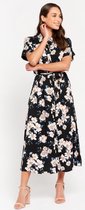 LOLALIZA Overhemd jurk met bloemen print - Zwart - Maat 40